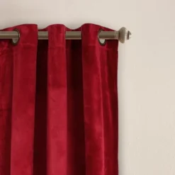 Lush Décor Prima Velvet Solid Light Filtering Window Curtain Red Set 38X84