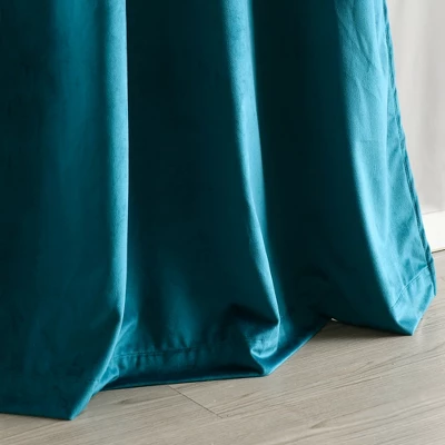Lush Décor Prima Velvet Solid Light Filtering Grommet Window Curtain Panels Peacock 38X95 Set 4 Lush Décor Prima Velvet Solid Light Filtering Grommet Window Curtain Panels Peacock 38X95 Set - Image 2