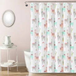 72"x72" Make A Wish Southwest Llama Cactus Shower Curtain Single - Lush Décor -Lush Decor Store GUEST 5d7bbf0e 3f6d 40fe bb61 943d66f58fca