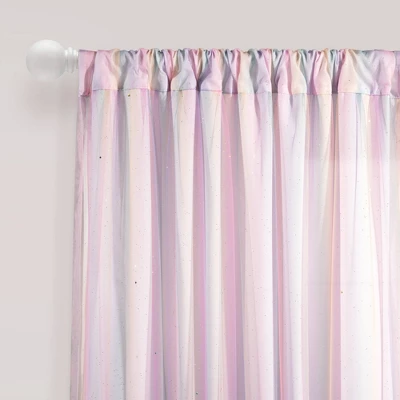Kids' Rainbow Sheer Rod Pocket With Lining Single Window Curtain Panel Rainbow/White - Lush Décor 3 Kids' Rainbow Sheer Rod Pocket With Lining Single Window Curtain Panel Rainbow/White - Lush Décor
