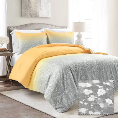 3pc Full/Queen Glitter Ombre Metallic Print Kids' Comforter Set Yellow/Gray - Lush Décor: Teen Bedding, Microfiber 9 3pc Full/Queen Glitter Ombre Metallic Print Kids' Comforter Set Yellow/Gray - Lush Décor: Teen Bedding, Microfiber - Image 7