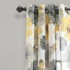 2pk 52"x84" Sheer Leah Curtain Panels Yellow/Gray - Lush Décor
