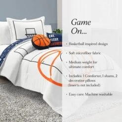 4pc Twin Kids' Basketball Game Reversible Oversized Comforter Bedding Set White/Navy - Lush Décor: Sports Bedding, Kids Bedroom Decor -Lush Decor Store GUEST 6573ecc6 2b83 4be2 8f96 ee1b43242c08