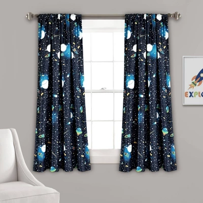 Universe Room Darkening Window Curtain Panels Navy - Lush Décor 7 Universe Room Darkening Window Curtain Panels Navy - Lush Décor - Image 5