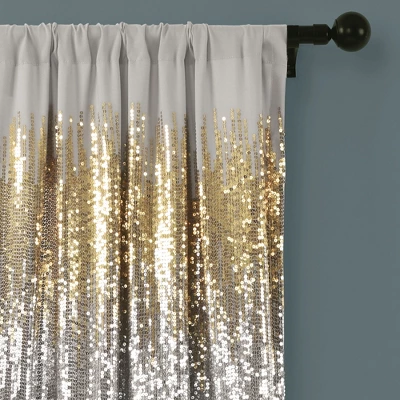 Lush Décor Shimmer Sequins Window Curtain Panels Gray/Gold 42X84 Set 5 Lush Décor Shimmer Sequins Window Curtain Panels Gray/Gold 42X84 Set - Image 3