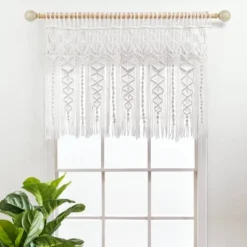 30"x40" Boho Macrame Textured Cotton Window Valance - Lush Décor -Lush Decor Store GUEST 680cfc91 380d 47fc 9e32 9cd9d9244e64