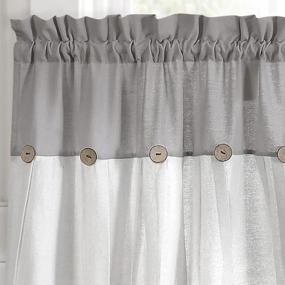 Lush Décor Linen Button Kitchen Tier Window Curtain Panels White/Gray 29X24+2 Set 3 Lush Décor Linen Button Kitchen Tier Window Curtain Panels White/Gray 29X24+2 Set