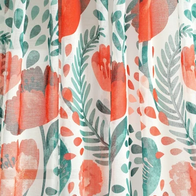 2pk 52"x84" Sheer Poppy Garden Curtain Panels White/Blue/Red - Lush Décor 4 2pk 52"x84" Sheer Poppy Garden Curtain Panels White/Blue/Red - Lush Décor - Image 2