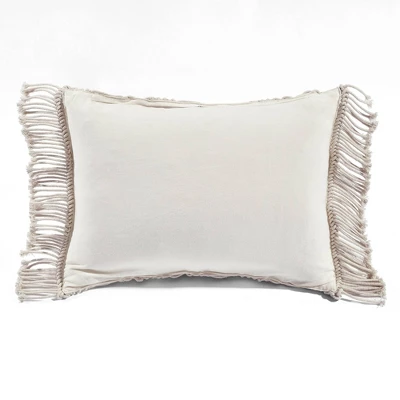 20"x20" Oversize Studio Chevron Macrame Square Throw Pillow Beige - Lush Décor 6 20"x20" Oversize Studio Chevron Macrame Square Throw Pillow Beige - Lush Décor - Image 4