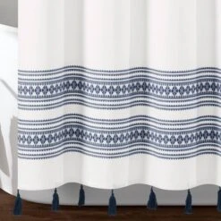 72"x72" Breezy Chic Tassel Jacquard Eco-Friendly Recycled Cotton Shower Curtain Navy - Lush Décor 7 72"x72" Breezy Chic Tassel Jacquard Eco-Friendly Recycled Cotton Shower Curtain Navy - Lush Décor -Lush Decor Store GUEST 6b01fb80 24e2 4553 9cf4 cc16f2a510ca