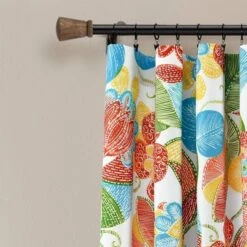 Set Of 2 Layla Light Filtering Window Curtain Panels Orange/Blue - Lush Décor