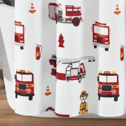 72"x72" Kids' Make A Wish Fire Truck Shower Curtain Single White/Red - Lush Décor -Lush Decor Store GUEST 6d8645b6 b0a4 4658 a217 934fb1070528