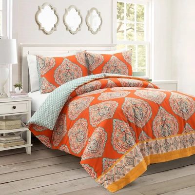 3pc Harley Cotton Duvet Cover Set Tangerine - Lush Décor 10 3pc Harley Cotton Duvet Cover Set Tangerine - Lush Décor - Image 8