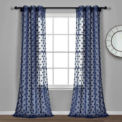 Set Of 2 (84"x38") Textured Dot Grommet Sheer Window Curtain Panels - Lush Décor 9 Set Of 2 (84"x38") Textured Dot Grommet Sheer Window Curtain Panels - Lush Décor - Image 7