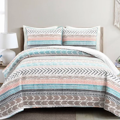 Lush Décor 3pc Hygge Geo Reversible Cotton Quilt & Sham Set 3 Lush Décor 3pc Hygge Geo Reversible Cotton Quilt & Sham Set