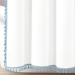 72"x72" Boho Melora Tassel Yarn Dyed Eco-Friendly Recycled Cotton Shower Curtain Blue - Lush Décor -Lush Decor Store GUEST 75119cec 98f2 41c6 a803 73b935cbcb6c