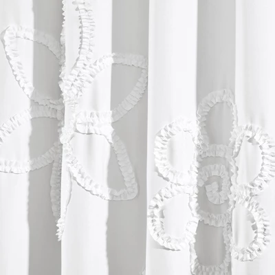 2pk 42"x84" Light Filtering Ruffle Flower Curtain Panels White - Lush Décor: Modern Floral Microfiber, Rod Pocket 4 2pk 42"x84" Light Filtering Ruffle Flower Curtain Panels White - Lush Décor: Modern Floral Microfiber, Rod Pocket - Image 2
