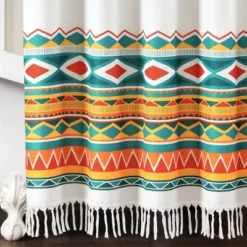 72"x72" Boho Viviane Geo Shower Curtain Turquoise/Orange - Lush Décor -Lush Decor Store GUEST 79472525 2990 4db5 8071 69e784ac7ae1