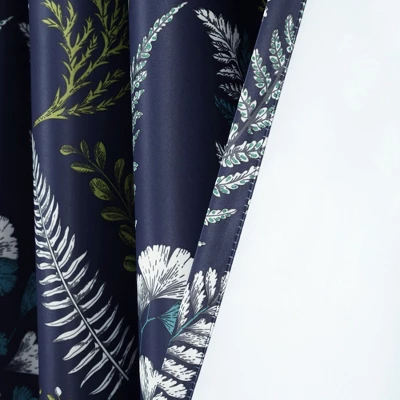 Lush Décor Devonia Allover Light Filtering Window Curtain Panels Navy/Green 52X84+2 Set 6 Lush Décor Devonia Allover Light Filtering Window Curtain Panels Navy/Green 52X84+2 Set - Image 4