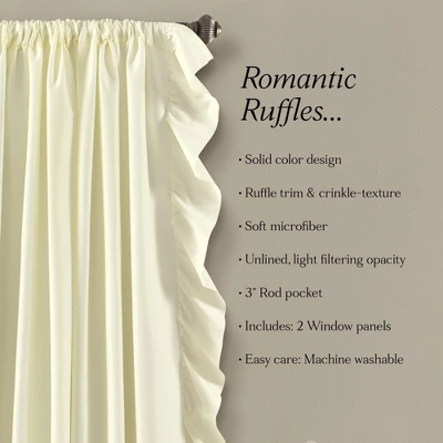 2pk 54"x63" Light Filtering Reyna Curtain Panels Ivory - Lush Décor 7 2pk 54"x63" Light Filtering Reyna Curtain Panels Ivory - Lush Décor - Image 5