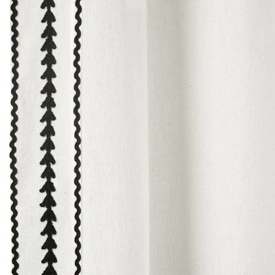Lush Décor Olivia Ric Rac Embroidery Border Window Panel Light Linen/Black Single 42x84 5 Lush Décor Olivia Ric Rac Embroidery Border Window Panel Light Linen/Black Single 42x84 - Image 3