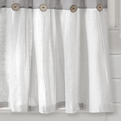 Lush Décor Linen Button Kitchen Tier Window Curtain Panels White/Gray 29X24+2 Set 5 Lush Décor Linen Button Kitchen Tier Window Curtain Panels White/Gray 29X24+2 Set - Image 3