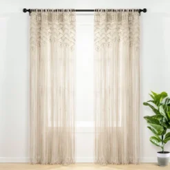 84"x40" Boho Macrame Leaf Cotton Window Curtain Panel - Lush Décor -Lush Decor Store GUEST 87941eec faa7 446b a83d 26a01c7f8190