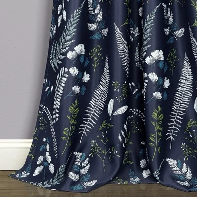 Lush Décor Devonia Allover Light Filtering Window Curtain Panels Navy/Green 52X84+2 Set 5 Lush Décor Devonia Allover Light Filtering Window Curtain Panels Navy/Green 52X84+2 Set - Image 3