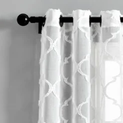 2pk 38"x95" Sheer Avon Trellis Curtain Panels White - Lush Décor