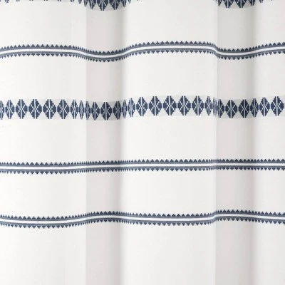 72"x72" Breezy Chic Tassel Jacquard Eco-Friendly Recycled Cotton Shower Curtain Navy - Lush Décor 4 72"x72" Breezy Chic Tassel Jacquard Eco-Friendly Recycled Cotton Shower Curtain Navy - Lush Décor - Image 2