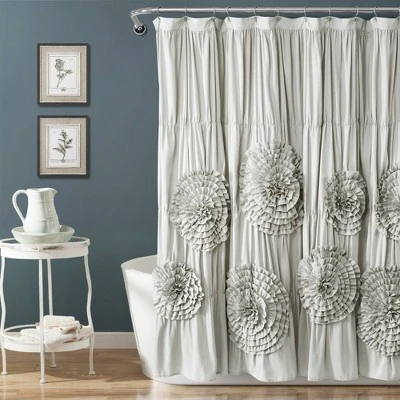 Serena Flower Texture Shower Curtain - Lush Décor 9 Serena Flower Texture Shower Curtain - Lush Décor - Image 7