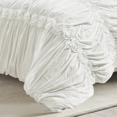 King 3pc Darla Comforter & Sham Set White - Lush Décor: OEKO-TEX Certified, Polyester Fill, Ruched Design 5 King 3pc Darla Comforter & Sham Set White - Lush Décor: OEKO-TEX Certified, Polyester Fill, Ruched Design - Image 3