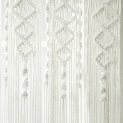 1pc 40"x84" Light Filtering Boho Macrame Textured Indoor/Outdoor Curtain Panel White - Lush Décor -Lush Decor Store GUEST 8fd2875e 6a90 4968 9a26 6f96135de2d3