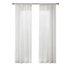 Lush Décor Milla Knitted Textured Sheer Window Curtain Panels Pearl White Pair 38x84 -Lush Decor Store GUEST 9465989d 577e 4678 8a54 e2608c751341