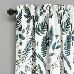Lush Décor Devonia Allover Light Filtering Window Curtain Panels White/Green 52X84+2 Set
