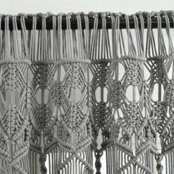 Lush Décor Boho Macrame Textured Cotton Window Curtain/Room Divider/Doorway/Wall Decor Single Gray 40X63