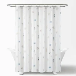 72"x72" Livia Flora Silver-Infused Antimicrobial Shower Curtain Neutral/Blue - Lush Décor -Lush Decor Store GUEST 9739fb20 b81c 4bb3 b80d 9539d1450527