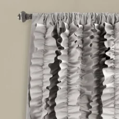 1pc 54"x84" Light Filtering Belle Curtain Panel Gray - Lush Décor: 84 Inch Rod Pocket Polyester Curtain