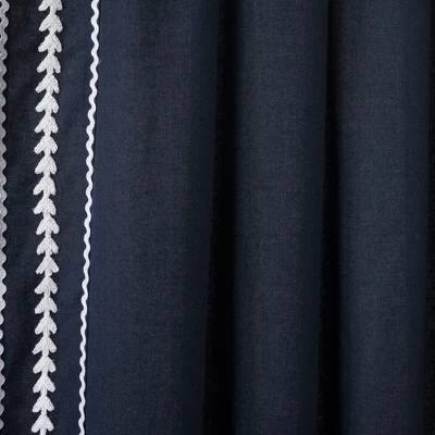 Lush Décor Olivia Ric Rac Embroidery Border Window Panel Navy/White Single 42x84 5 Lush Décor Olivia Ric Rac Embroidery Border Window Panel Navy/White Single 42x84 - Image 3