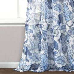 2pk 52"x84" Sheer Cynthia Jacobean Curtain Panels Blue - Lush Décor -Lush Decor Store GUEST 9ca9d327 db9e 4d66 87de ac0ca309ab86