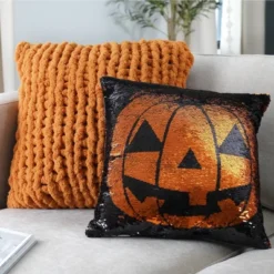 18"x18" Sparkle Pumpkin Halloween Square Throw Pillow Black/Orange - Lush Décor 7 18"x18" Sparkle Pumpkin Halloween Square Throw Pillow Black/Orange - Lush Décor -Lush Decor Store GUEST 9ebe8488 f545 4778 8b0a 46565f59d4c9