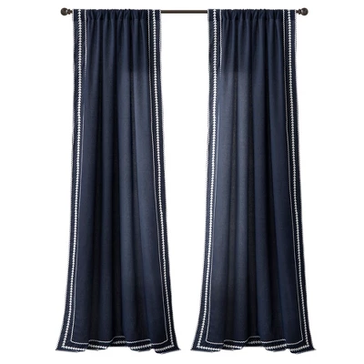 Lush Décor Olivia Ric Rac Embroidery Border Window Panel Navy/White Single 42x84 8 Lush Décor Olivia Ric Rac Embroidery Border Window Panel Navy/White Single 42x84 - Image 6