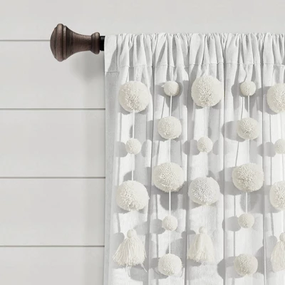 84"x52" Pom-Pom Tassel Linen Light Filtering Window Curtain Panel - Lush Décor 3 84"x52" Pom-Pom Tassel Linen Light Filtering Window Curtain Panel - Lush Décor