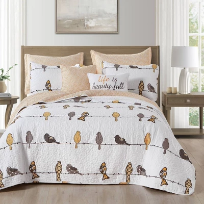 7pc Rowley Birds Quilt Set - Lush Décor 8 7pc Rowley Birds Quilt Set - Lush Décor - Image 6