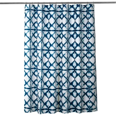 Geo Shibori Shower Curtain Navy - Lush Décor 6 Geo Shibori Shower Curtain Navy - Lush Décor - Image 4