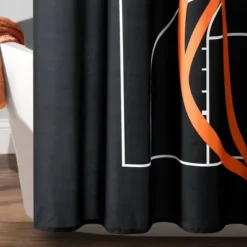 72"x72" Kids' Basketball Game Shower Curtain Black/Orange - Lush Décor -Lush Decor Store GUEST a98a7483 28b7 47e6 824f 5bec5313d991