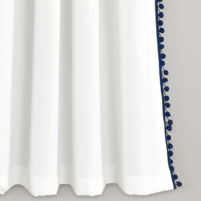 Lush Décor Pom Pom Window Curtain Panel Navy Single 50X63+2 5 Lush Décor Pom Pom Window Curtain Panel Navy Single 50X63+2 - Image 3