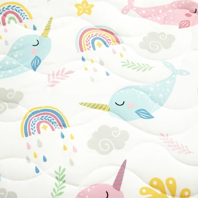 3pc Full/Queen Kids' Magical Narwhal Reversible Oversized Quilt Set White - Lush Décor: Kids Bedding, OEKO-TEX Certified 4 3pc Full/Queen Kids' Magical Narwhal Reversible Oversized Quilt Set White - Lush Décor: Kids Bedding, OEKO-TEX Certified - Image 2