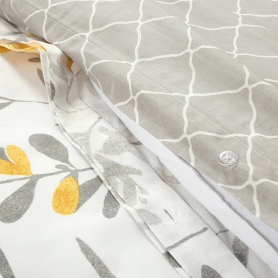 3pc Aprile Cotton Duvet Cover Set Yellow/Gray - Lush Décor 7 3pc Aprile Cotton Duvet Cover Set Yellow/Gray - Lush Décor - Image 5