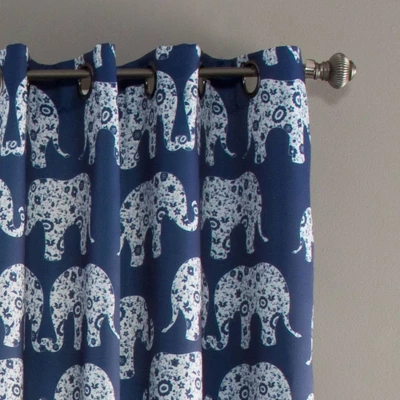 2pk 52"x84" Light Filtering Elephant Parade Curtain Panels Navy - Lush Décor 3 2pk 52"x84" Light Filtering Elephant Parade Curtain Panels Navy - Lush Décor